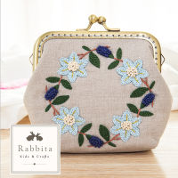 EB50 ชุดอุปกรณ์ปักผ้า Rabbita DIY ครบเซ็ท กระเป๋า Pouch ใส่เหรียญขนาดเล็ก ลายดอกไม้