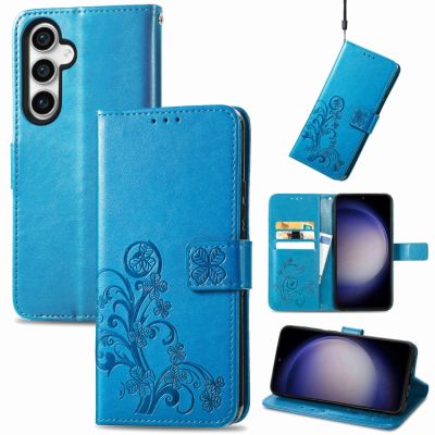 5AceShop หัวเข็มขัดนูน4ใบ,เคสโทรศัพท์หนังสำหรับ Samsung Galaxy S23 FE 5กรัม