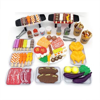 80pcs Family Kitchen Playset Food Toys Grill and Serve BBQ Set for Girls Boys Interactive Grill Play Food Cooking Kits 87HD
