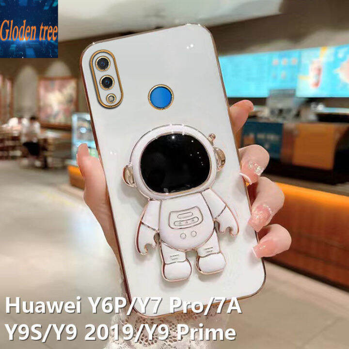 gloden-tree-astronaut-phone-case-for-huawei-y9-2019-y9s-y6p-y7a-y7-pro-y9-prime-luxury-chrome-plated-soft-tpu-square-case-bracket