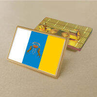 Canary Islands flag national flag pin 2.5*1.5cm zinc die-cast PVC colour coated gold rectangular rectangular medallion badge without added resin