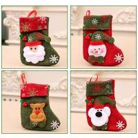 2pc/Lot Red Green Small Christmas Stocking Tree Pendant Decorations High Quanlity Snowflake Brand Designer Santa Claus Socks Socks Tights