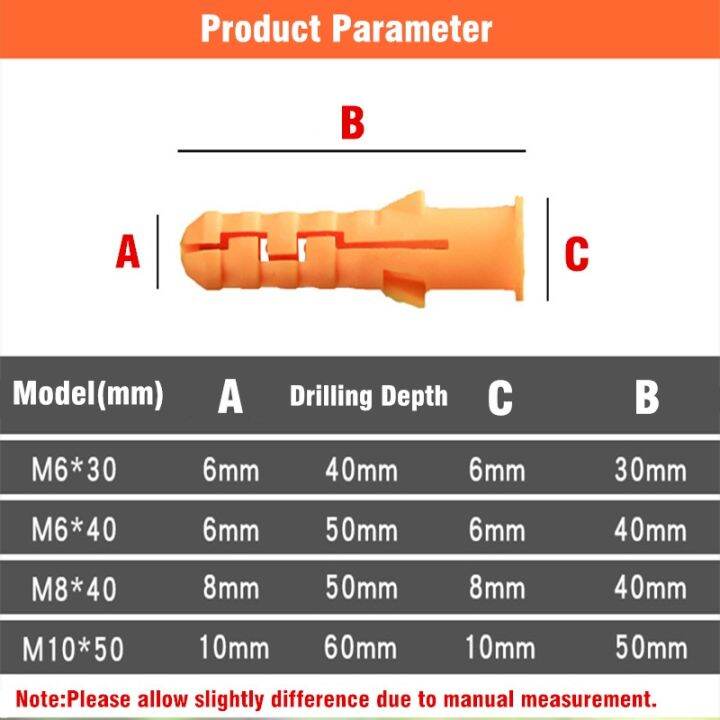 100-400-buah-pipa-ekspansi-plastik-m6-x-30-m6x40-m8x40-m10-x-50mm-kolom-nilon-jangkar-dinding-bingkai-perlengkapan-tabung-sekrup-ekspansi