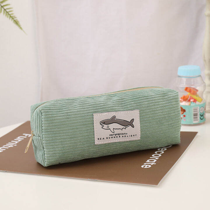 pencil-holder-with-kawaii-prints-pencil-pouch-corduroy-pen-case-cute-pencil-case-shark-stationery-holder