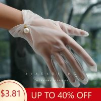 ✖✚✇ White Bride Dress Gloves Mesh Bow Pearl Short Lace Gloves Wedding Accessories Party Prom Cosplay Performance Women Bridal Gloves