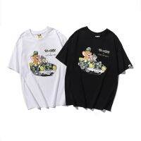 ? HH BAPE ทอมและเจอร์รี่ Series เสื้อยืดลายพรางผ้าฝ้ายคู่ฤดูร้อนดูดซับเหงื่อแห้งเร็ว Top S-XXXL เสื้อยืดคอกลม S-5XL