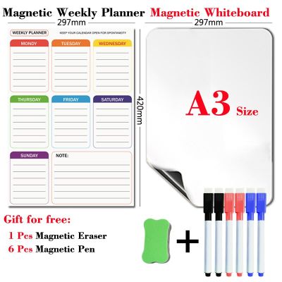 Magnetic Weekly Planner and Dry Erase Whiteboard Calendar Home School Menu Fridge Stickers Bulletin Board Watercolor Pen