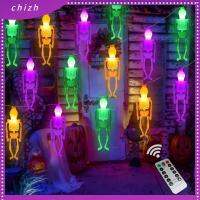 CHIZH 2.5เมตรคับ สตริงโคมไฟโครงกระดูก ตัวจับเวลา8โหมด 3D ไฟ LED สี อีสเตอร์ พร้อมรีโมทคอนโทรล ไฟแขวนฮาโลวีน กิจกรรมกลางแจ้งกลางแจ้ง