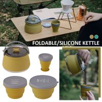 1000ML Silicone Folding Kettle Portable Camping Boiling Water Pot with Handle Tea Coffee Cooker for Camping Travel Pots Pans