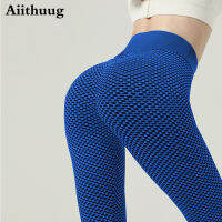 Aiithuug ผู้หญิงเอวสูงกางเกงโยคะ Butt Lifting กางเกงขายาว Anti Cellulite กางเกงโยคะ Bubble Tights กางเกงยืด