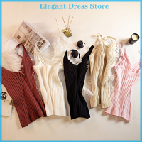 [KP Elegant]?? Elasdunguo เสื้อเบลาส์รัดรูปคอวีสำหรับผู้หญิง,เสื้อสายเดี่ยวยืดแบบเกาหลีสำหรับฤดูร้อน