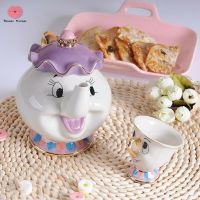 ถ้วยเซรามิค ชุดกาน้ำชา ลายน่ารัก Cute Beauty And The Beast Teapots Mrs Potts Chip Tea Pot Cup Set Xmas Gifts Ceramic Teapots Set