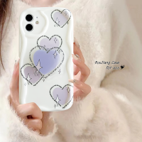 เคส RouJiang สำหรับ iPhone 15 14 13 12 11 Pro Max X XR Xs Max 8 7 6S Plus SE 2020 INS เคสโทรศัพท์โค้งรูปหัวใจแบบมินิมอลลิสต์พร้อมกรอบความรักที่เหมือนกัน