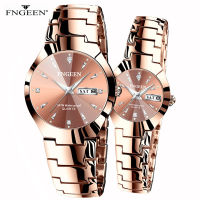 Couple Watch for Lovers Reloj Fashion Quartz Wristwatch for Men and Women Hour Luxury Tungsten Steel Coffee Gold Paired Watches