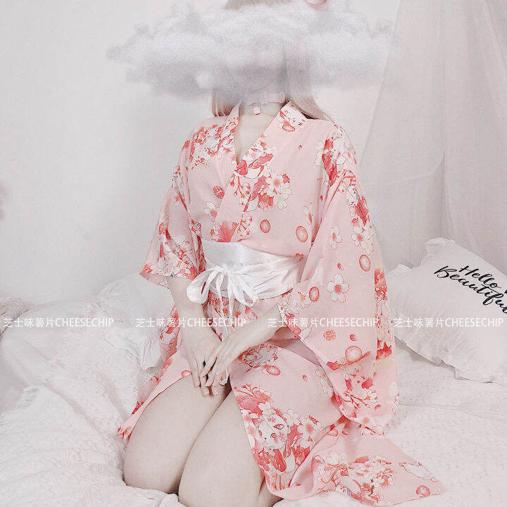 CHEESECHIP breezy pink cherry blossom bathrobe Japanese kimono hot