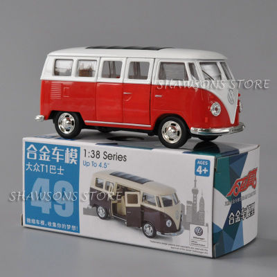 1:38 Diecast Metal Model Volkswagen T1 Bus MPV Pull Back Toy Car For Collection