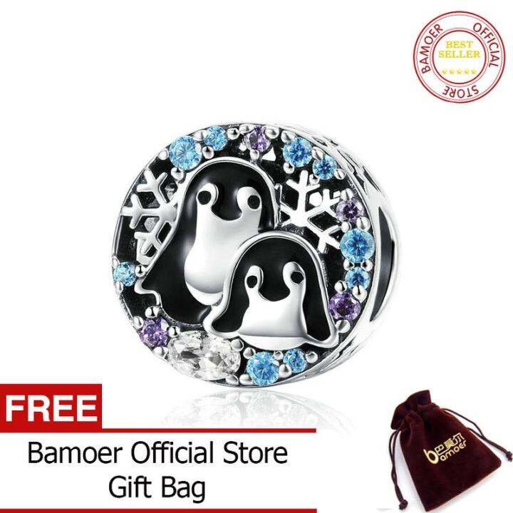 BAMOER คอลเลกชันฤดูหนาว925เงินสเตอร์ลิงลูกปัดครอบครัวเพนกวินสัตว์มี ...