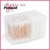 PETINAIL ที่เก็บแผ่นผ้าฝ้ายสำหรับผู้หญิง,ที่ใส่สำลีภาชนะบรรจุอุปกรณ์แต่งหน้าสำหรับใส่ที่จัดระเบียบเครื่องสำอางกล่องเก็บโปร่งใส