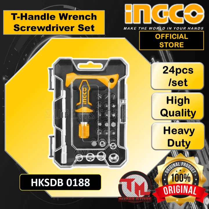 INGCO T-Handle Wrench Screwdriver 24pcs/set HKSDB 0188 • Tm ss | Lazada PH