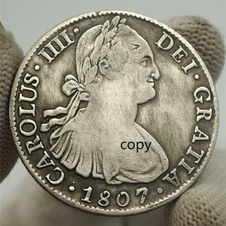 สเปน-silver-dollar-copy-เหรียญคู่คอลัมน์-1807-carlos-สำหรับเหรียญ-iv-ที่ระลึก-specie-made-เก่า-kdddd