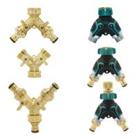 Brass 3/4 Thread Garden Tap Hose Water Splitter 2-Way Garden Irrigation Valve Y Type Watering Adjustable Switch Controller