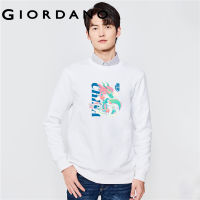 GIORDANO Men Dragon Series Sweatshirts Cute Dragon Print Sweatshirts Crewneck Fleece-Lined Fashion Casual Sweatshirts 91093275