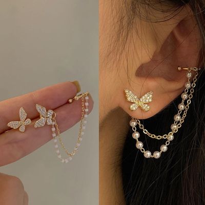 【YF】 Butterfly Ear Clips Gold Silver Color Earring Without Piercing Women Sparkling Zircon Cuff Clip Earrings Wedding Jewelry