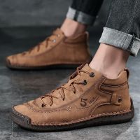 CODtianjia6731 【Ready Stock 38-48】Big Size Modern Handsome Cool Winter Men Ankle Boots Shoes Vintage Premium Genuine Leather shoes