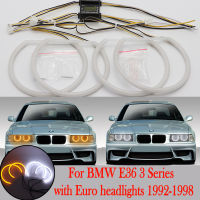 SMD Cotton Light LED Angel Eyes ชุด DRL สีขาวและสีเหลืองสำหรับ BMW E36 3 Series พร้อมไฟหน้ายูโร1992 1993 1994 1995 1996-1998