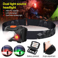 Outdoor GreenRedWhite Headlamp Dual Head Lamp 4 Modes Outdoor Camping Fishing Hunting Headlight Power by AAA Battery