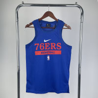 เสื้อกั๊กสำหรับฝึกซ้อมรุ่นผู้เล่น76ers ฟิลาเดลเฟียสำหรับผู้ชายเสื้อกีฬาของแท้ร้อนแรง2023-สีน้ำเงิน