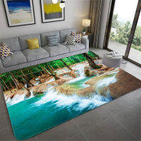 Natural Scenery 3D Car For Living Room Green Forest Waterfall Landscape Rug Bedroom Anti-slip Car In The Bathroom Large