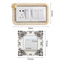 European Portable Socket Decal Switch Luxury Square Lace Light Switch Protective Cover Pastel Home Decor Switch Stickers 1 Piece Wall Stickers Decals