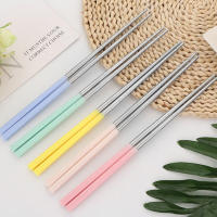 304สแตนเลสสตีลมีสีสันตะเกียบAnti-Skip Chop Sticks Rainbowจีนตะเกียบรับประทานอาหารบนโต๊ะอาหาร