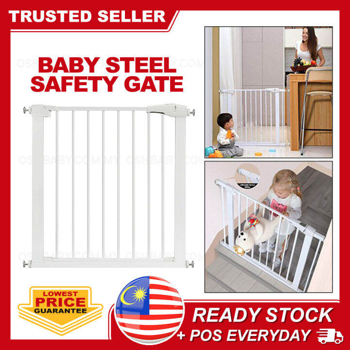 BABY STEEL SAFETY GATE AutoClose One Handed Operation Gate Rail Pagar