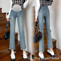 ﹉✻ Jeans feminino de cintura alta calça jeans casual elegante lápis senhora do escritório reto mulher grávida verão 2023