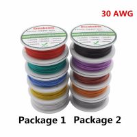 สายเคเบิลสายซิลิโคน RC ยืดหยุ่น50ม. 30 AWG 5สีพร้อมแกนม้วนเก็บ1หรือบรรจุ2ลวดทองแดงหุ้มดีบุกสายไฟฟ้า