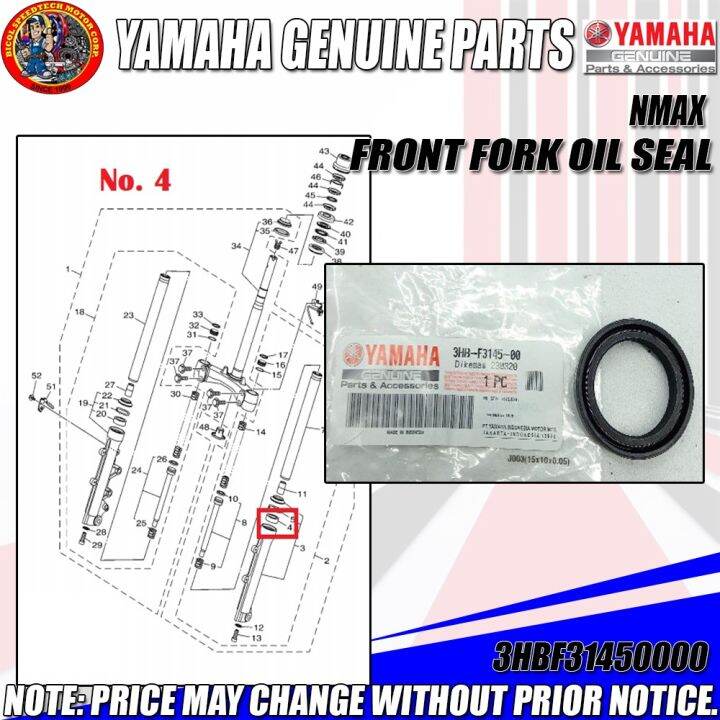 NMAX FRONT FORK OIL SEAL (YGP Genuine 3HBF314500) Lazada PH