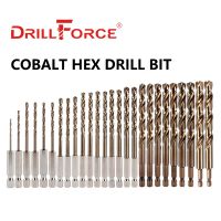 Drillforce Cobalt Hex Drill Bits HSSCO M35 Twist Quick Change Impact Driver Tools untuk Stainless Steel Cast Iron Sheet Metal