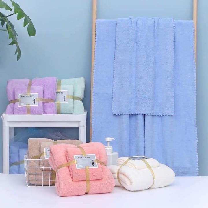 Absorbent Cotton Plain Towel Bath Set Lazada PH