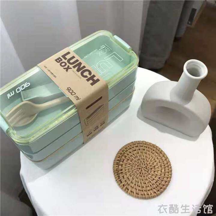 Lunch Box 900ml Delicious lunch wonderful life Includes fork And Spoon