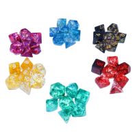 ACCLAIM 7Pcs/set 7-Die Table Game ลูกเต๋า DND D4 D6 D8 D10 D12 D20 โปร่งใสโปร่งใส ลูกเต๋าเกม หลายเหลี่ยมเพชรพลอย เกมปาร์ตี้ปาร์ตี้ ลูกเต๋าหลายด้าน TRPG DND