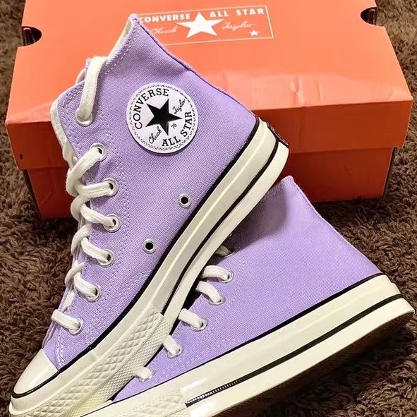 Converse women's shoes 1970s lavender taro purple high-top canvas shoes  violet low-top men's shoes sneakers 