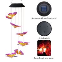 Butterfly Wind Chimes Color Solar Powered LED Automatic Color Changing Mobile Outdoor Hanging Patio Light for Home Porch O20 21