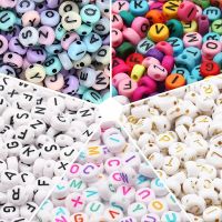 2023 100Pcs Acrylic Flat Letter Beads Alphabet Round Smile Spacer Loose Bead For Diy Jewelry Bracelet Charm Supplies