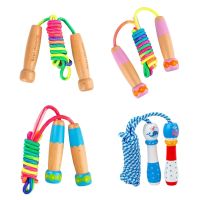 Skipping Rope Kid Jump Rope for Children Wood Handle Woven Cotton Jumping Rope 2.70m/8.85ft Christmas Birthday Gift