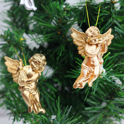 【cw】6pclot Gold Silver Angel Boy Pendant For Christmas Tree Hanging Ornament DIY New Year Wedding Birthday Party Home Decor Navidad