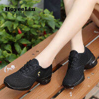 ETXHoYeeLin Modern Jazz Dance Sneakers Women Breathable Mesh Lace Up Practice Shoes Cushioning Lightweight Fitness Trainers