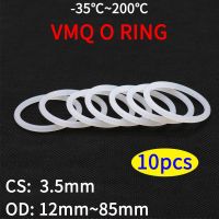 10Pcs VMQ O Ring Seal Gasket Ketebalan CS 3.5Mm OD 12 85Mm Karet Silikon Isolasi Tahan Air mesin Cuci Putaran Bentuk Putih Nontoxi