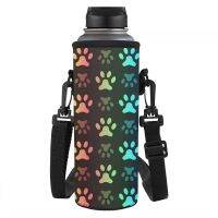 ✑ Dog Paw Print Portable Water Bottle Protector Bag Neoprene Drinks Bottle Cover Case 1000ml Thermos Cup Insulated Holder Bags